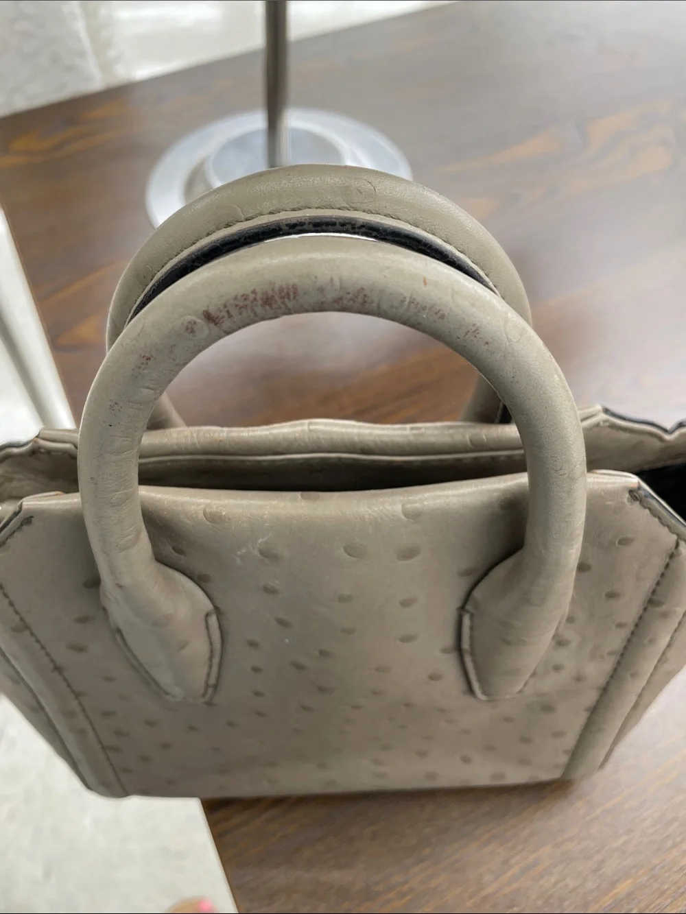 Diane von Furstenberg Ostrich-Embossed Satchel Handbag mini